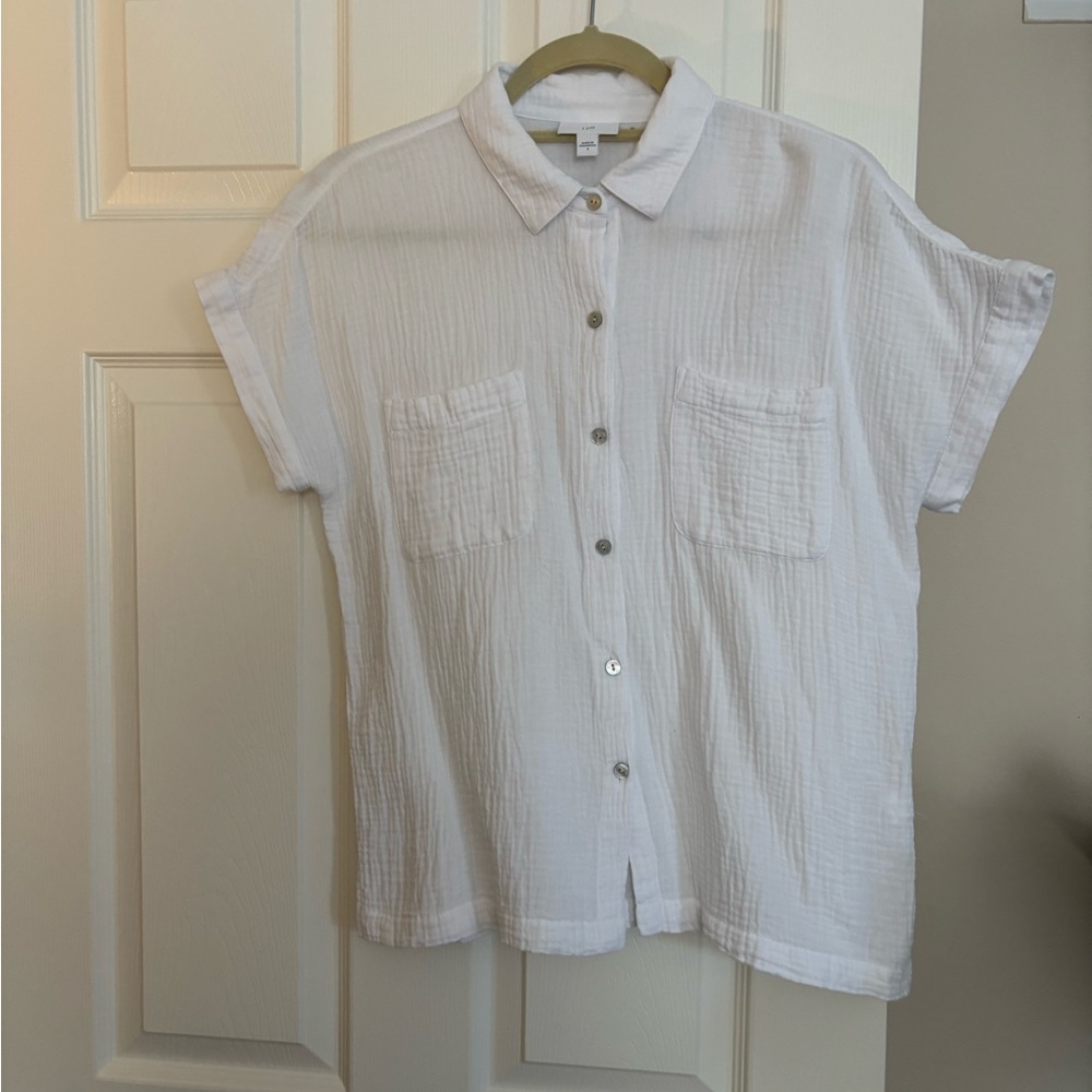 J. Jill White Cotton Gauze Camp Shirt